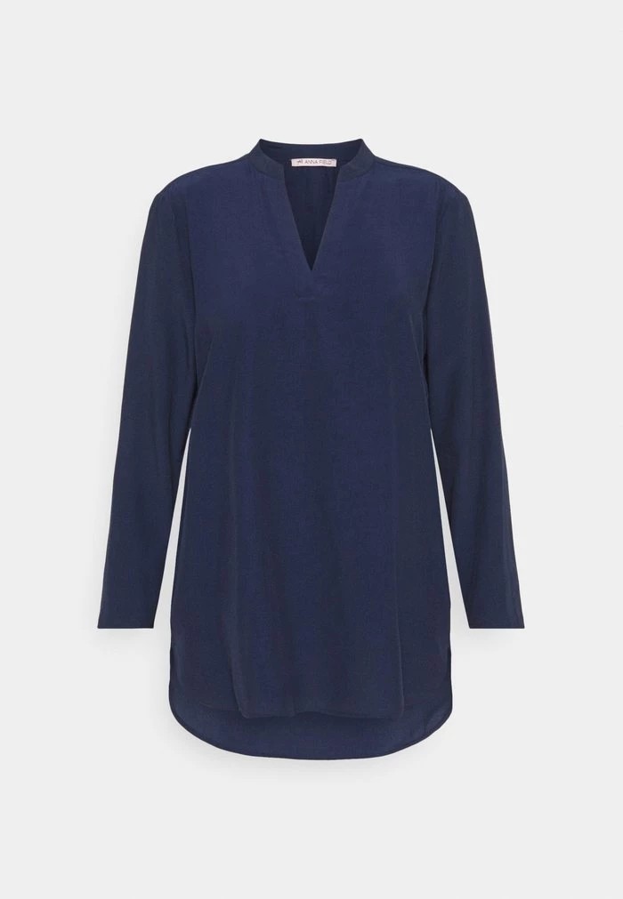 Chemise ANNA FIELD Anna Field Basic V Neck Blouse Bleu Marine Femme | NYQ-3427823